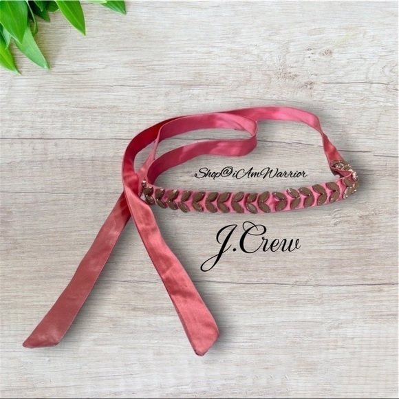 J.Crew NWT pink silk embellished ribbon belt *shop@iamwarrior main image 5